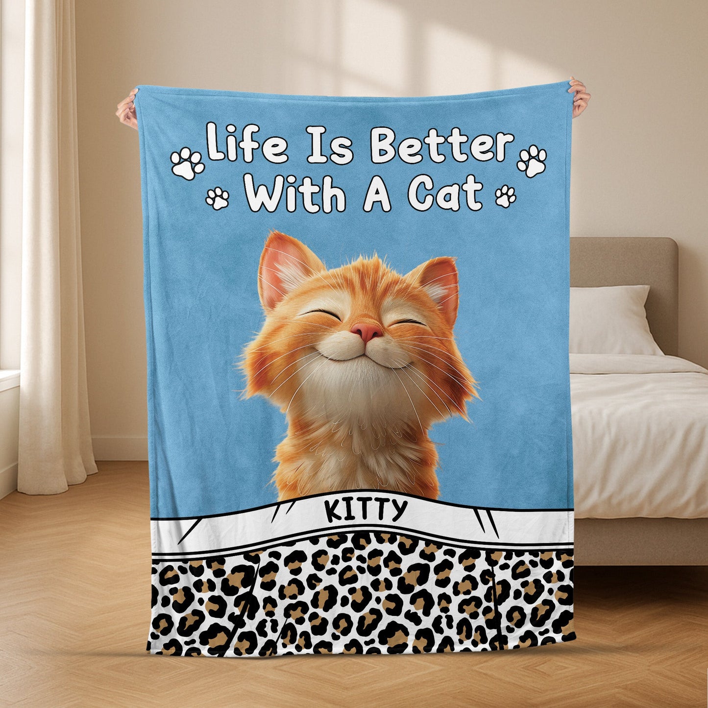 Life Is Better With A Cat - Personalized Blanket