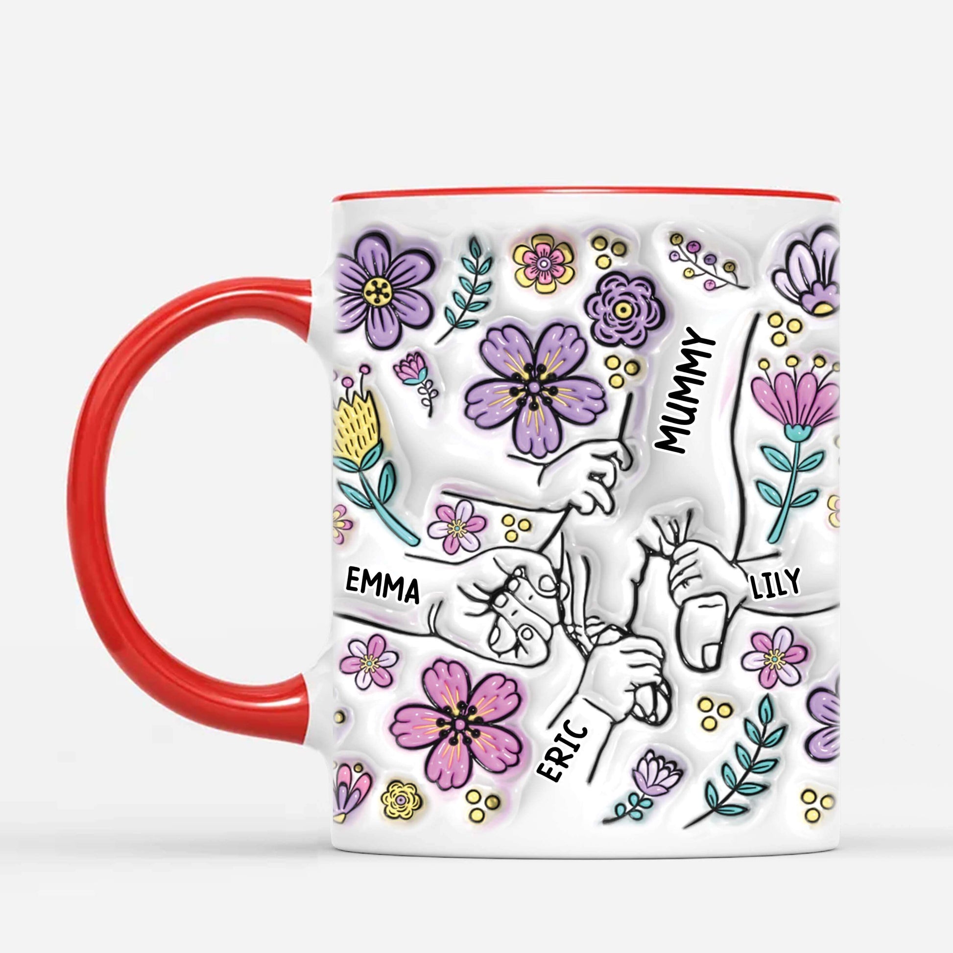 Holding Grandmas Hand - Personalised Purple Floral Mug