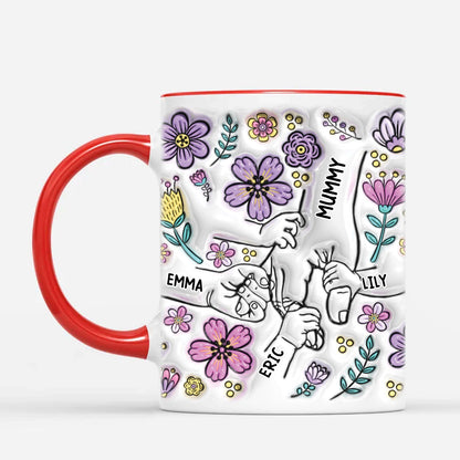 Holding Grandmas Hand - Personalised Purple Floral Mug