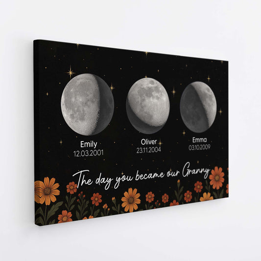 The Day You Became Our Dad - Personalised Custom Moon Phases Canvas / Poster