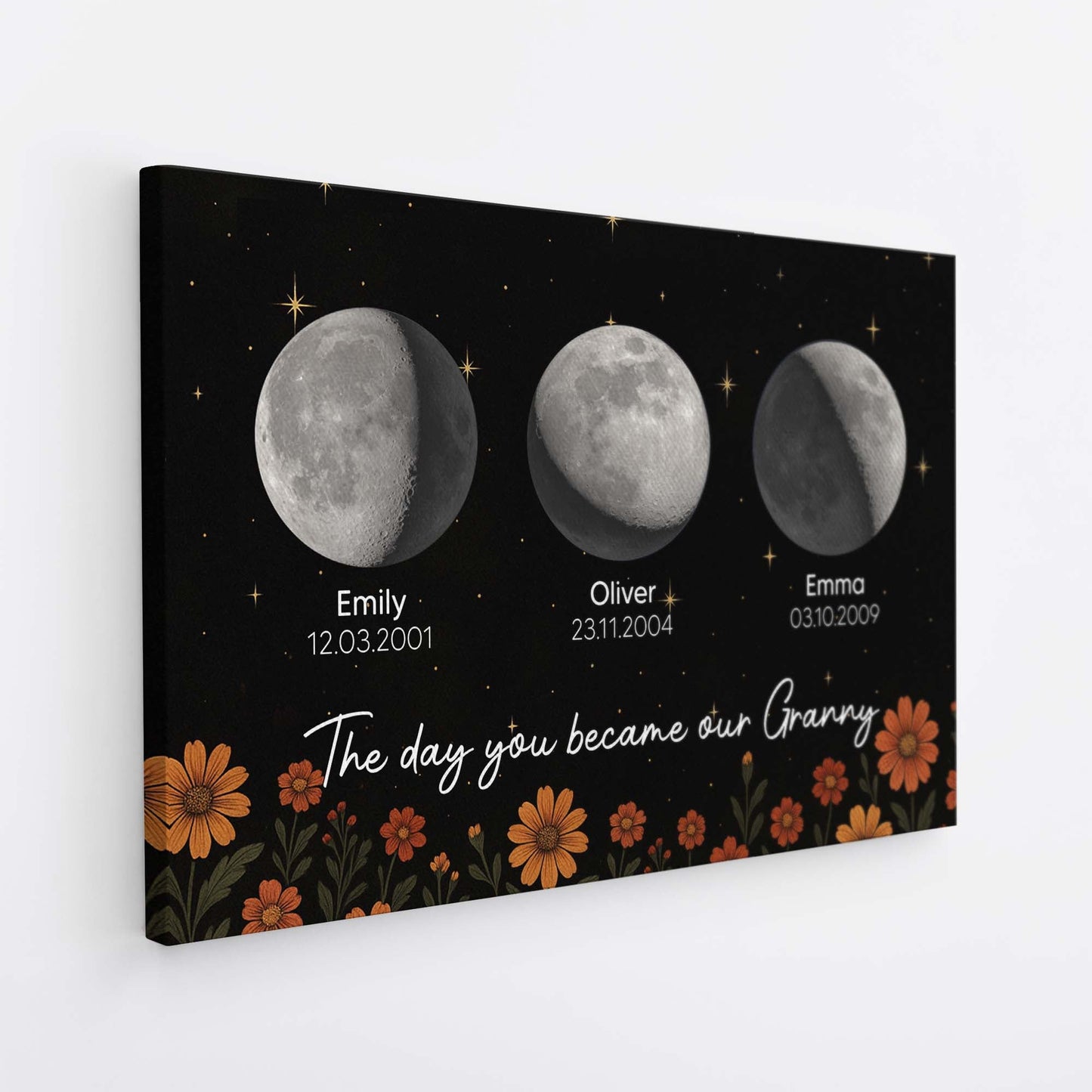 The Day You Became Our Dad - Personalised Custom Moon Phases Canvas / Poster