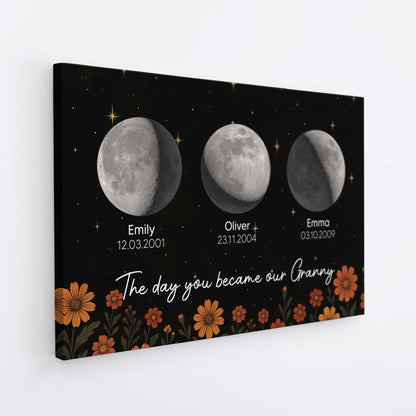 The Day You Became Our Dad - Personalised Custom Moon Phases Canvas / Poster