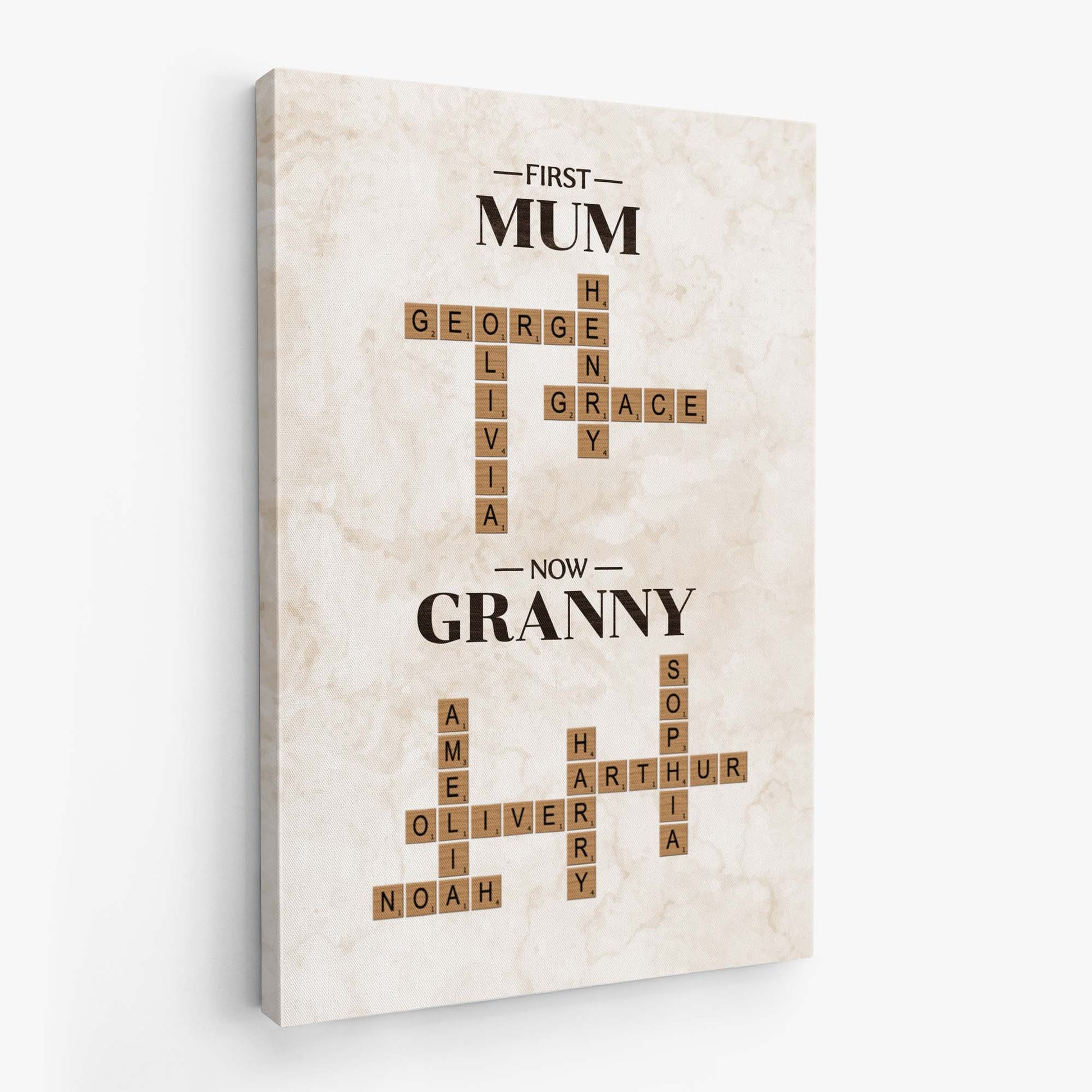 First Mum Now Granny - Personalized  Canvas / Poster - A Crossword Of Love