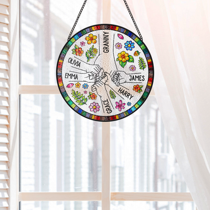 Personalised Stained Glass Flower Suncatchers - Custom Gift For Mum/Granny