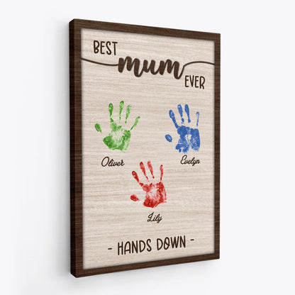 Personalised “Best Mum / Dad Ever” Hand Down Canvas / Poster - Custom Mother’s Day / Father’s Day Gift