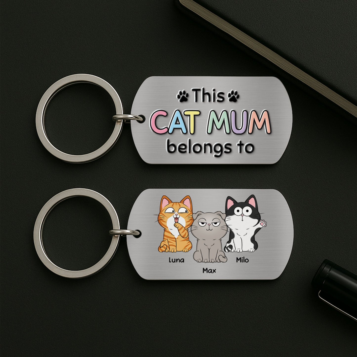 Personalized Cat Dad Keychain personalization view for Dad