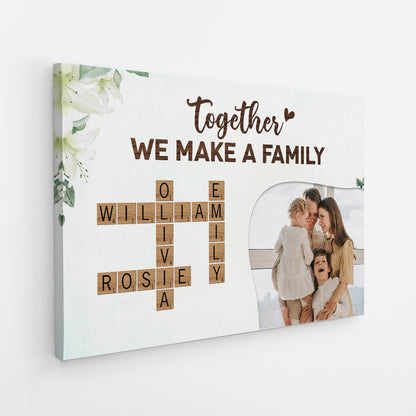 Together We Make A Family - Personalised Crossword Photo Canvas / Poster