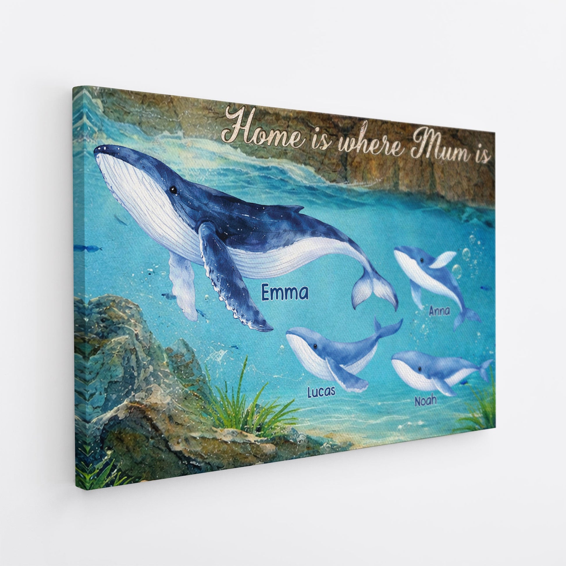 Home is Where Mom is - Personalized Whale Canvas / Poster