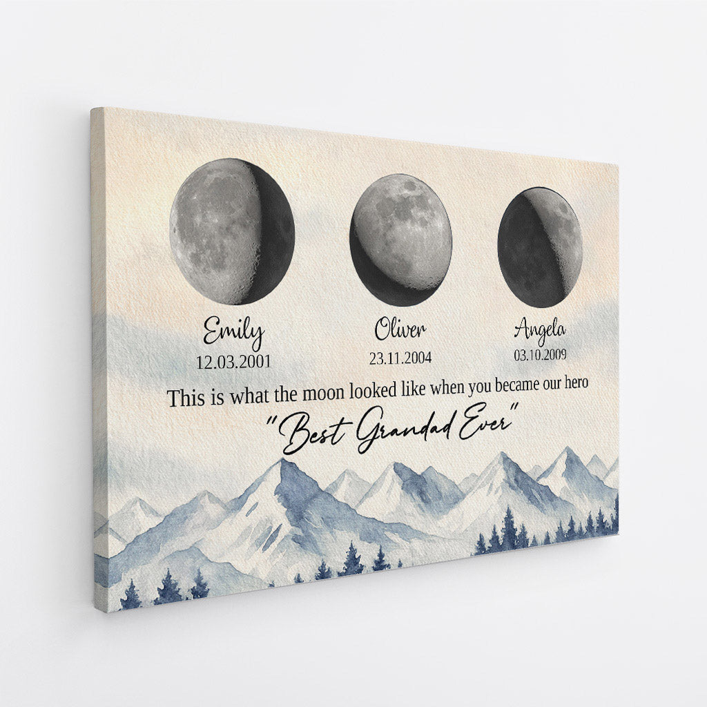 Personalised Moon Phases Canvas / Poster - Gift For Best Grandma & Grandad Ever
