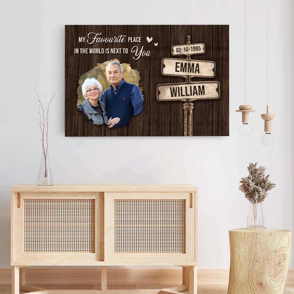 My Favourite Place In The World Is Next To You - Personalised Custom Couples Photo Canvas / Poster