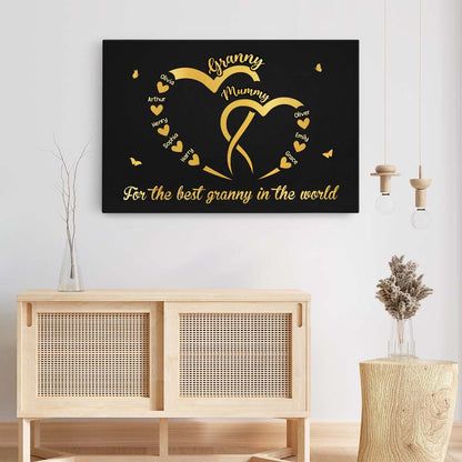 For The Best Grandma In The World - Personalised Custom Family Canvas / Poster