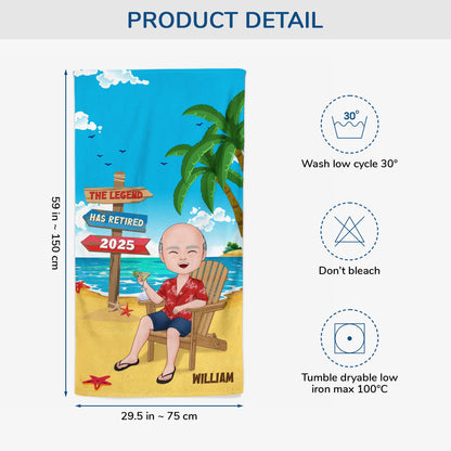 The Legend Has Retired - Personalised Beach Towel