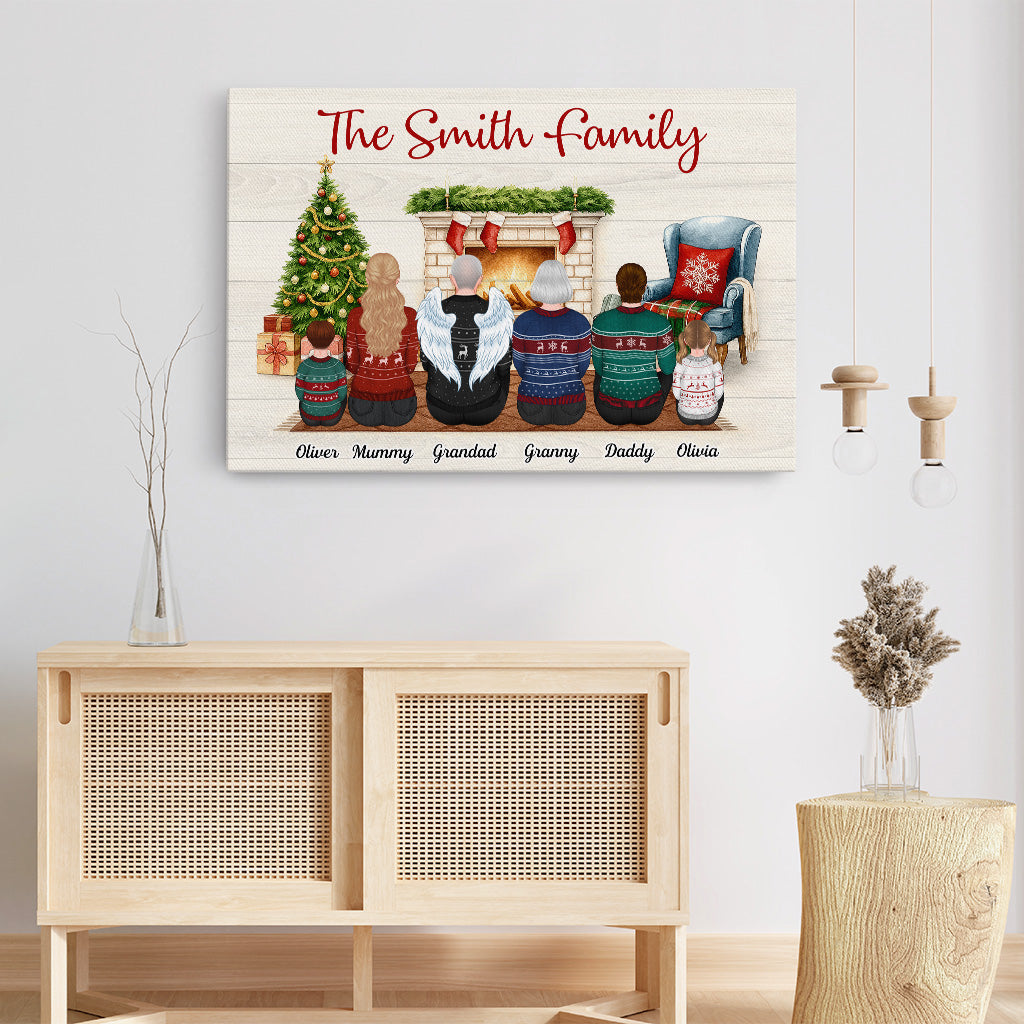 Family Sitting Together - Personalised Christmas Canvas / Poster