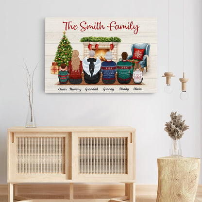 Family Sitting Together - Personalised Christmas Canvas / Poster
