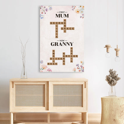First Mum Now Granny - Personalized  Canvas / Poster - A Crossword Of Love