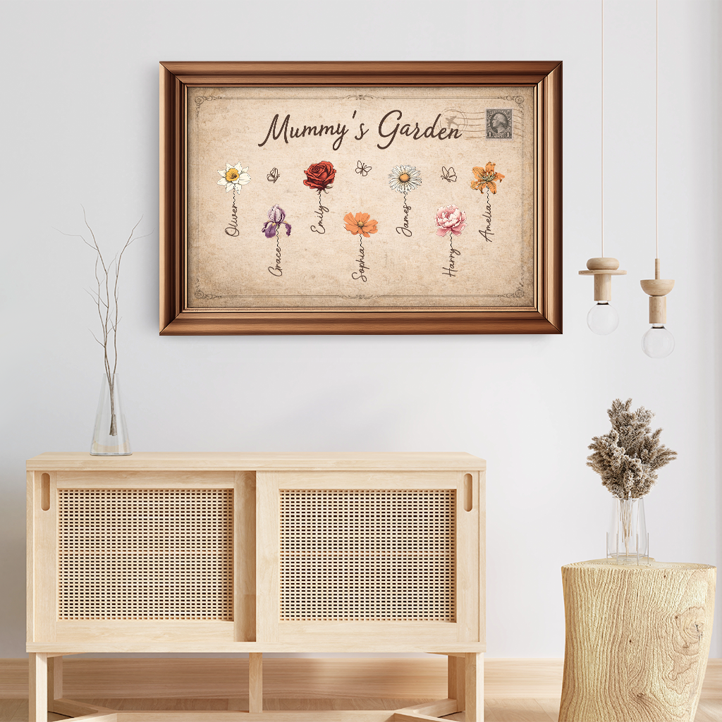 Personalized “Granny’s Garden” Vintage Canvas / Poster - Custom Gift for Grandma or Mom