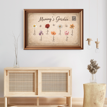 Personalized “Granny’s Garden” Vintage Canvas / Poster - Custom Gift for Grandma or Mom