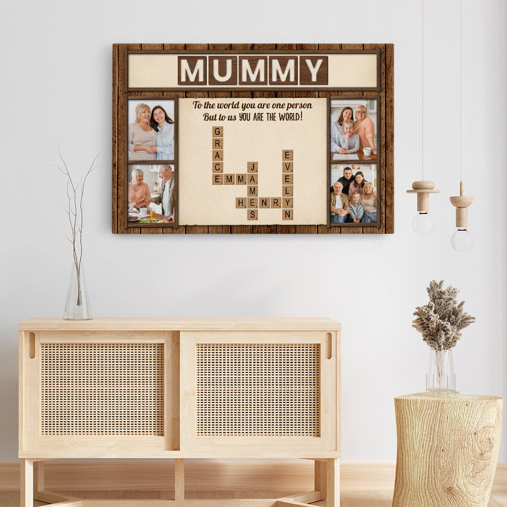 To the World You Are a Mother - Personalised Crossword Photo Canvas / Poster
