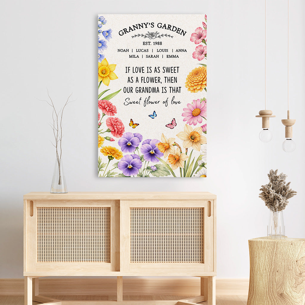 Personalised Granny/Mum's Garden Canvas / Poster - Custom Gift for Mothers Day
