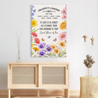 Personalised Granny/Mum's Garden Canvas / Poster - Custom Gift for Mothers Day
