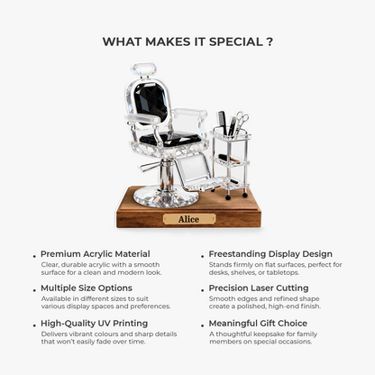 Personalised Barber Chair Acrylic Plaque - Gift for Hairstylists