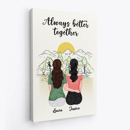 Heartfelt Personalized "Always Better Together" Canvas for Best Friends