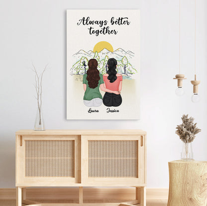 Heartfelt Personalized "Always Better Together" Canvas for Best Friends