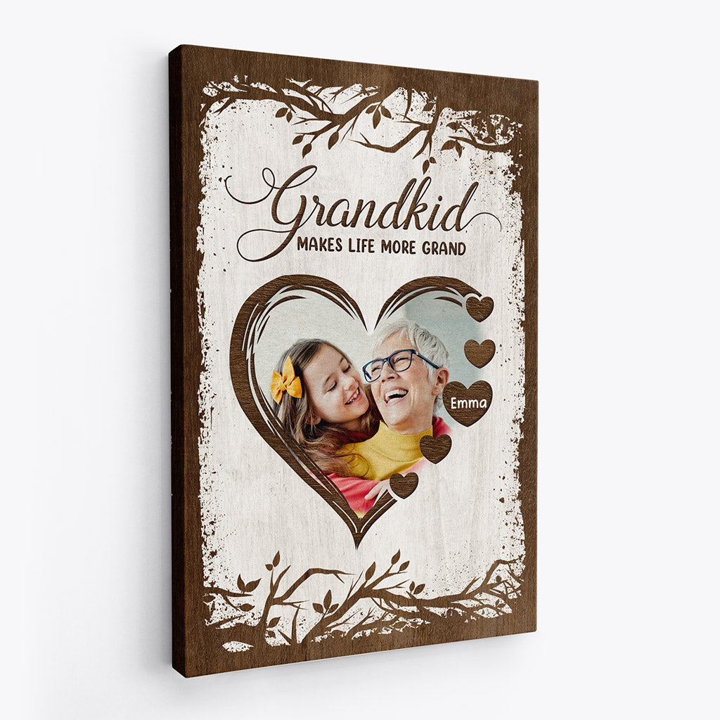 Grandkid Makes Life More Grand - Personalised Gifts Canvas / Poster For Grandma