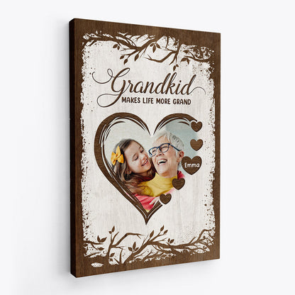 Grandkid Makes Life More Grand - Personalised Gifts Canvas / Poster For Grandma