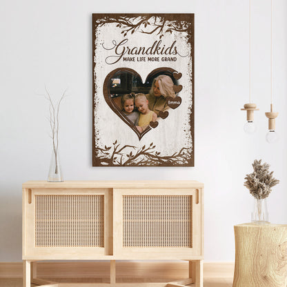 Grandkid Makes Life More Grand - Personalised Gifts Canvas / Poster For Grandma