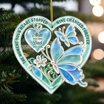 The Moment Your Heart Stopped - Personalized Memorial Acrylic Ornament for Mom Keepsake