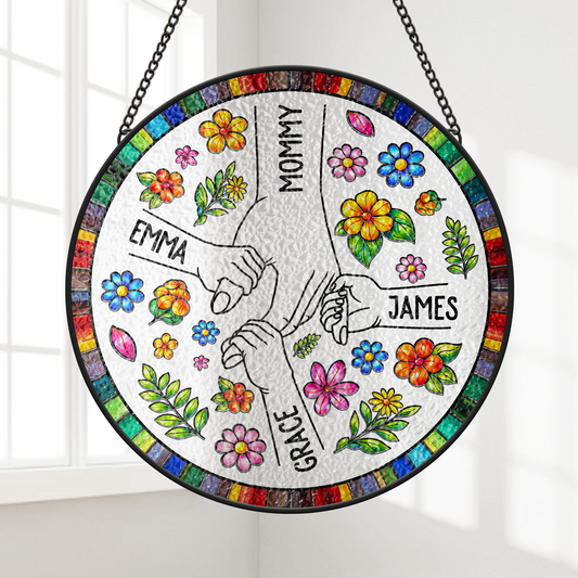 Personalized Flower Stained Glass Suncatchers - Mothers Day Gifts for Mom & Grandma