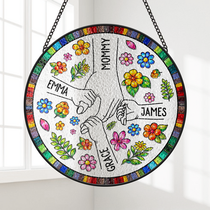 Personalized Flower Stained Glass Suncatchers - Mothers Day Gifts for Mom & Grandma