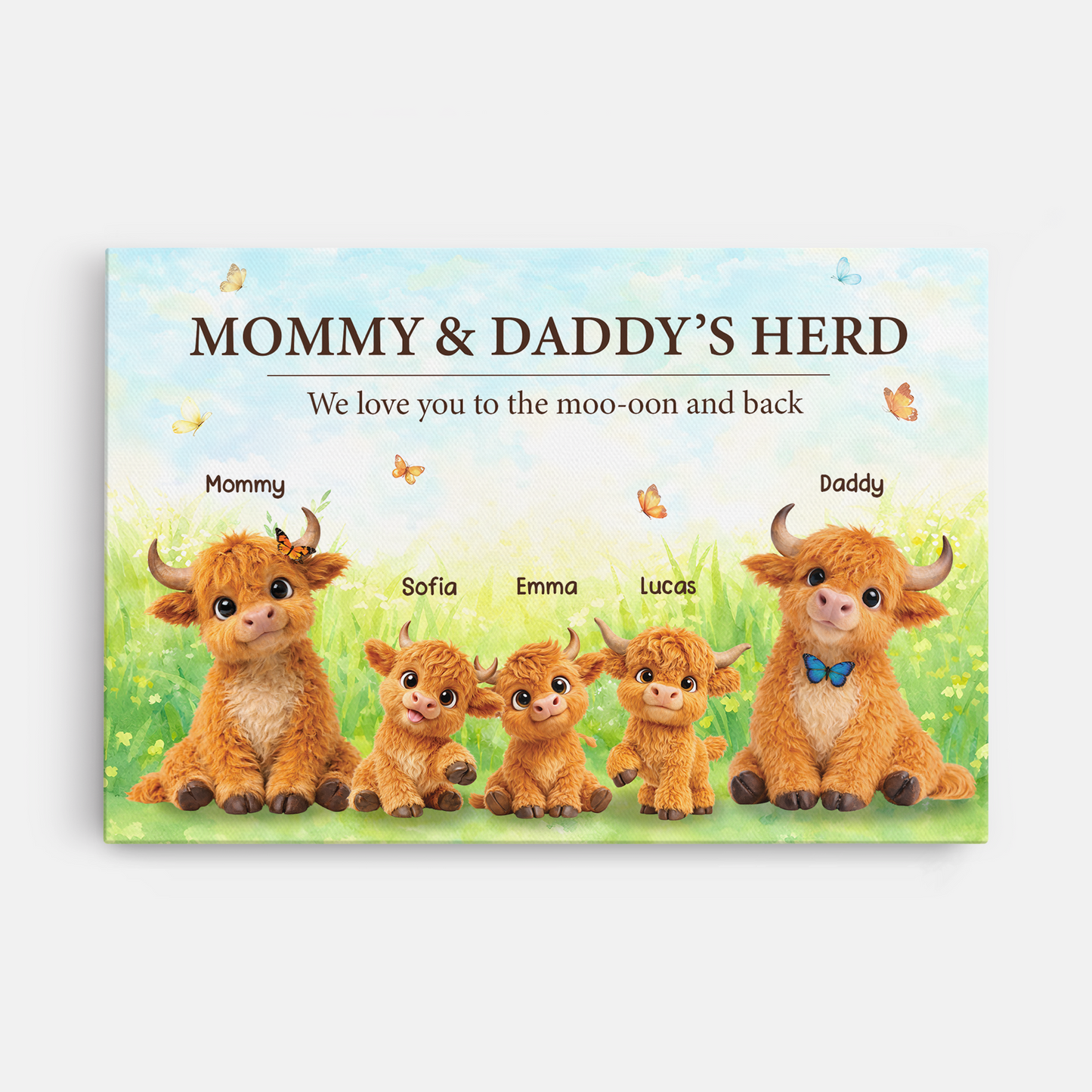 Personalized Highland Cow Canvas / Poster - Gift for Mom and Dad