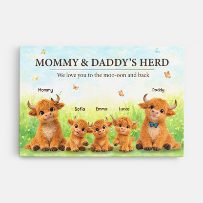 Personalized Highland Cow Canvas / Poster - Gift for Mom and Dad
