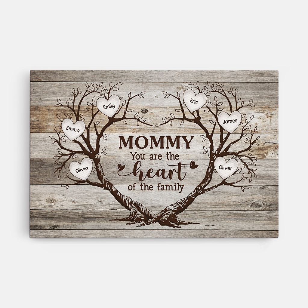 Mom You Are The Heart Of Our Family - Personalized Custom Family Canvas / Poster