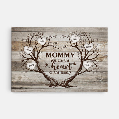 Mom You Are The Heart Of Our Family - Personalized Custom Family Canvas / Poster