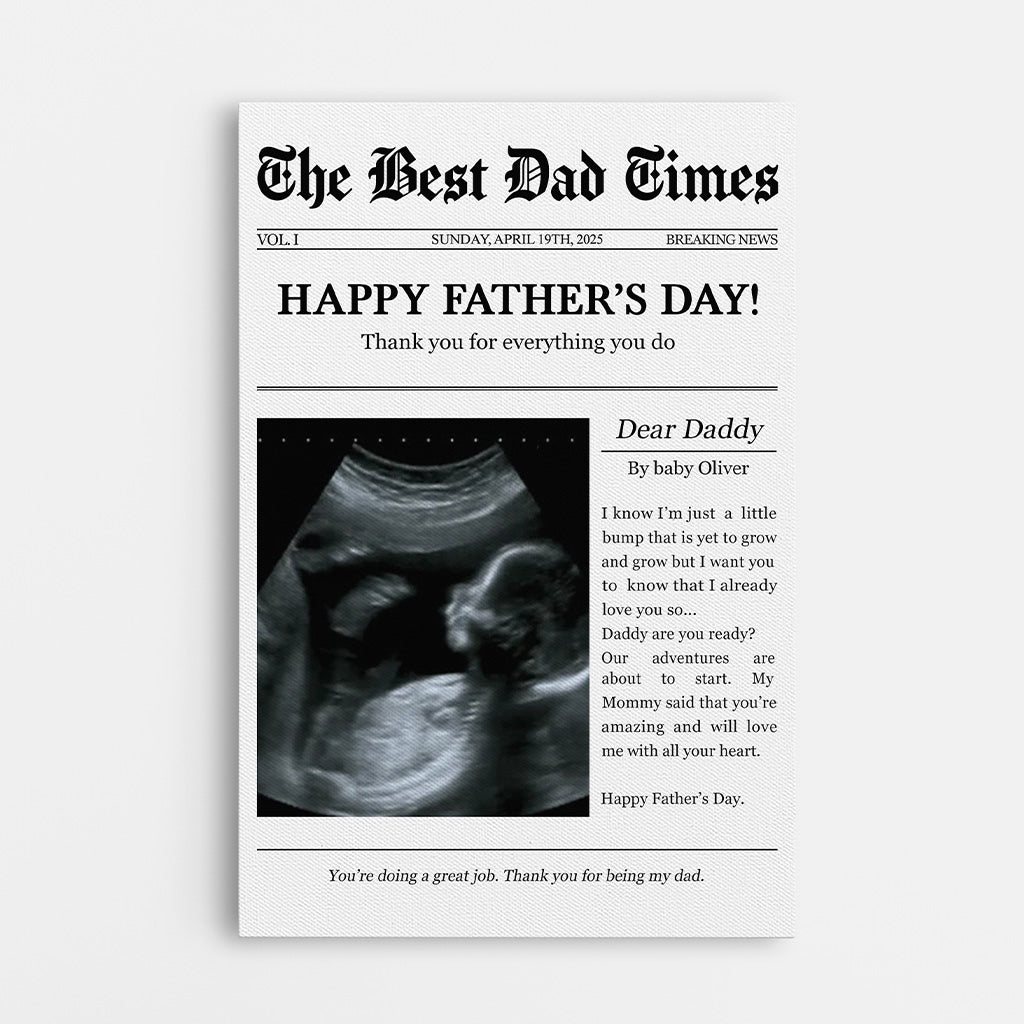 “Happy First Father’s Day / Mother’s Day From Bump” - Personalized Photo Canvas / Poster Gift