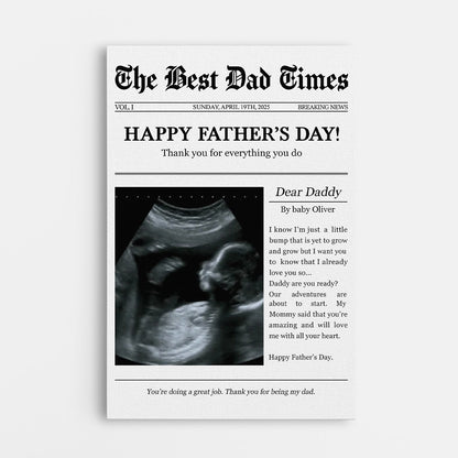 “Happy First Father’s Day / Mother’s Day From Bump” - Personalized Photo Canvas / Poster Gift