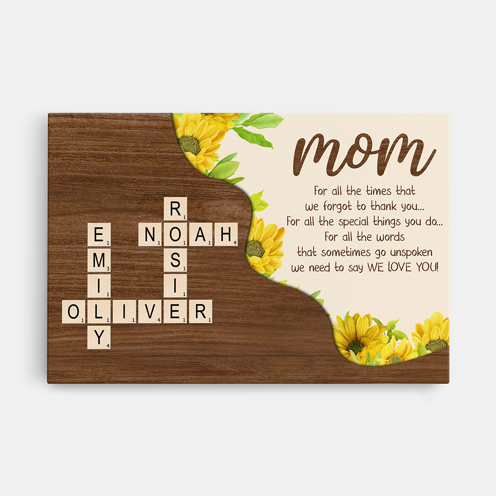 "Thank You, Love You" - Personalized Custom Crossword Canvas / Poster