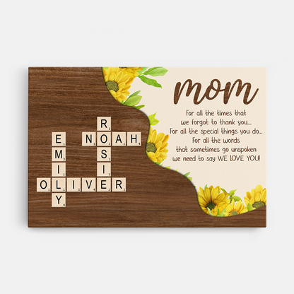 "Thank You, Love You" - Personalized Custom Crossword Canvas / Poster