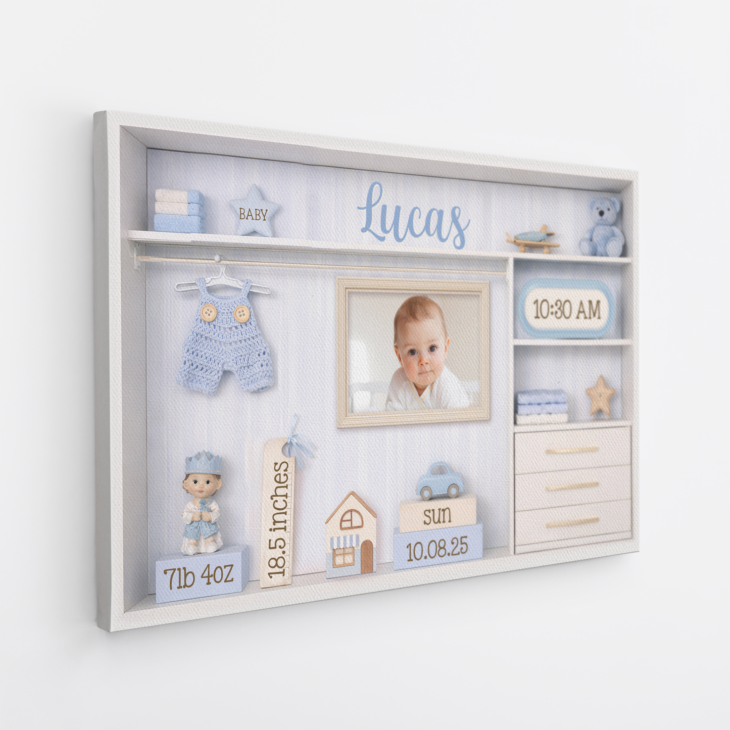 Baby Birth Announcement Photo Canvas / Poster - Personalized Custom Nursery Wall Art