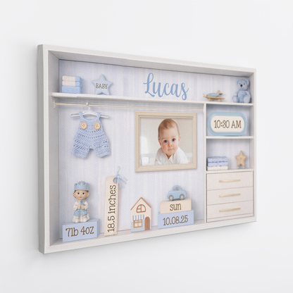 Baby Birth Announcement Photo Canvas / Poster - Personalized Custom Nursery Wall Art