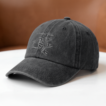 Personalized dad fist bump cap featuring custom names for kids - unique Father's Day gift for Dad and Grandpa