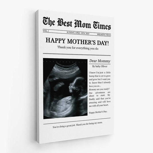“Happy First Father’s Day / Mother’s Day From Bump” - Personalized Photo Canvas / Poster Gift