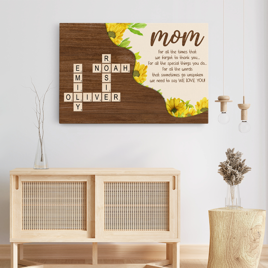"Thank You, Love You" - Personalized Custom Crossword Canvas / Poster