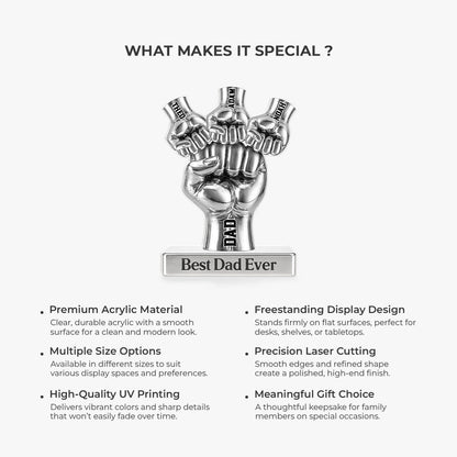 Plaque material and size view - Personalized Dad Fist Bump Plaque