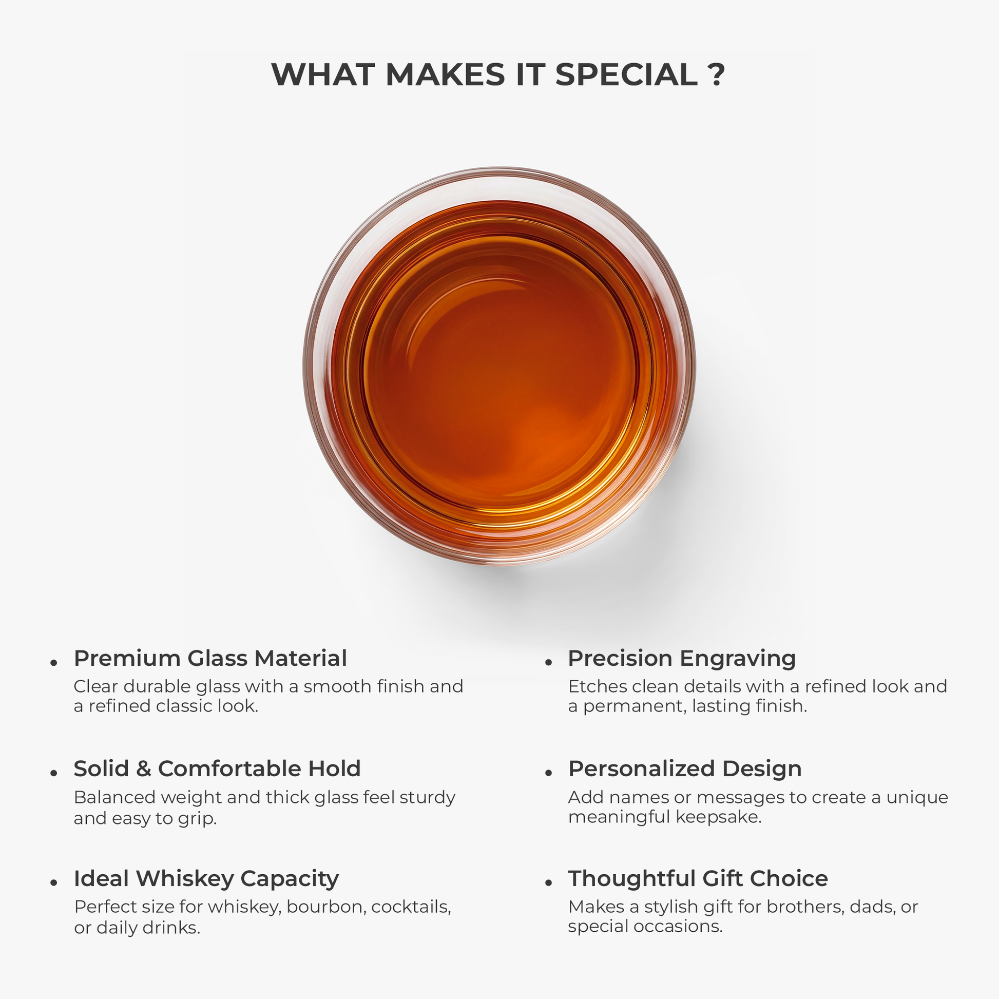 Tumbler material and size view - Personalized Whiskey Glass For Dad