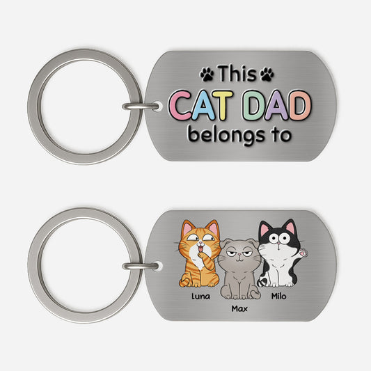 Personalized Cat Dad Keychain for Dad with personalized design details for meaningful gifting