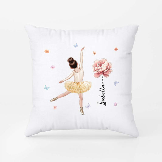 Personalized Ballet Dancer Floral Pillow for Kids - Perfect Dance Gift